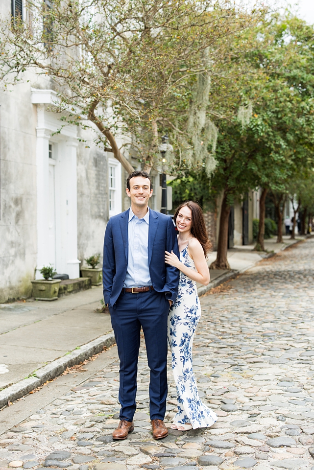 engagement session on the historic streets of charleston, sc